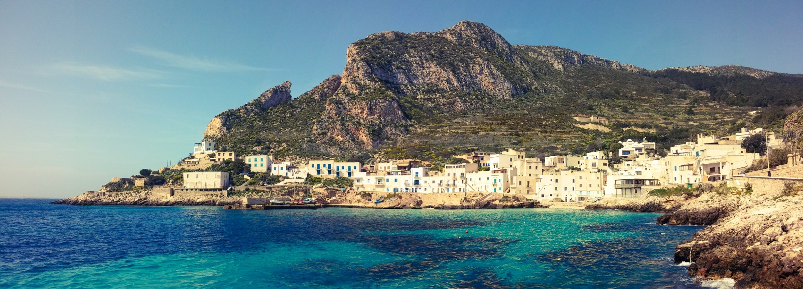Levanzo harbour and coastal village in Sicily