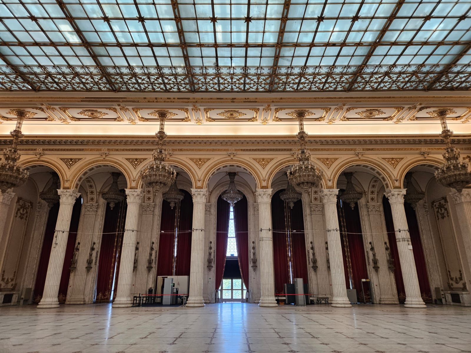 Interior hall inside the Palace of Parliament in Bucharest, Romania