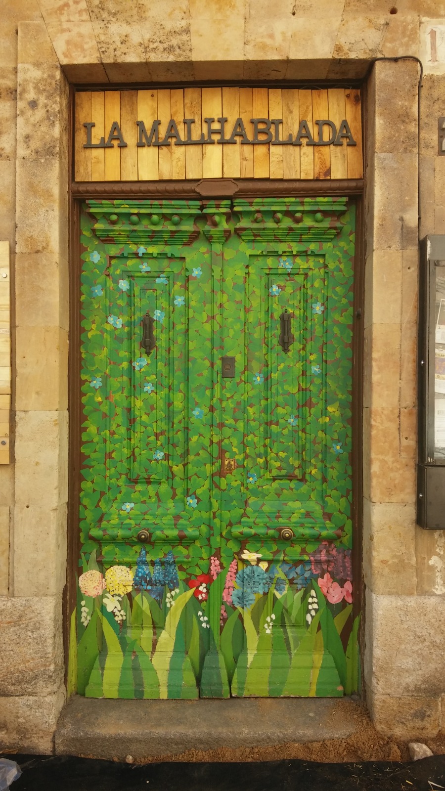 La Malhablada painted doorway in Salamanca, Spain