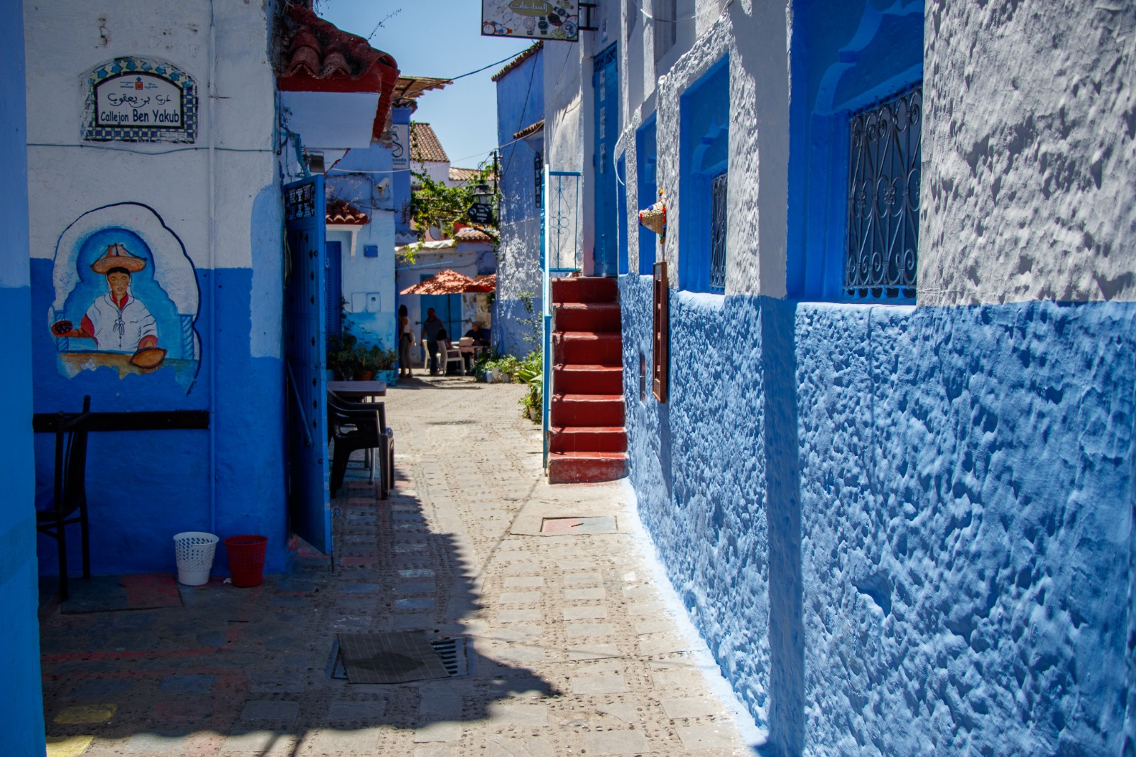 Blue stairway in the medina of Chefchaouen, Morocco